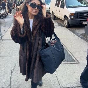 Vintage Mink Fur Coat - Dark Brown Full-Length
